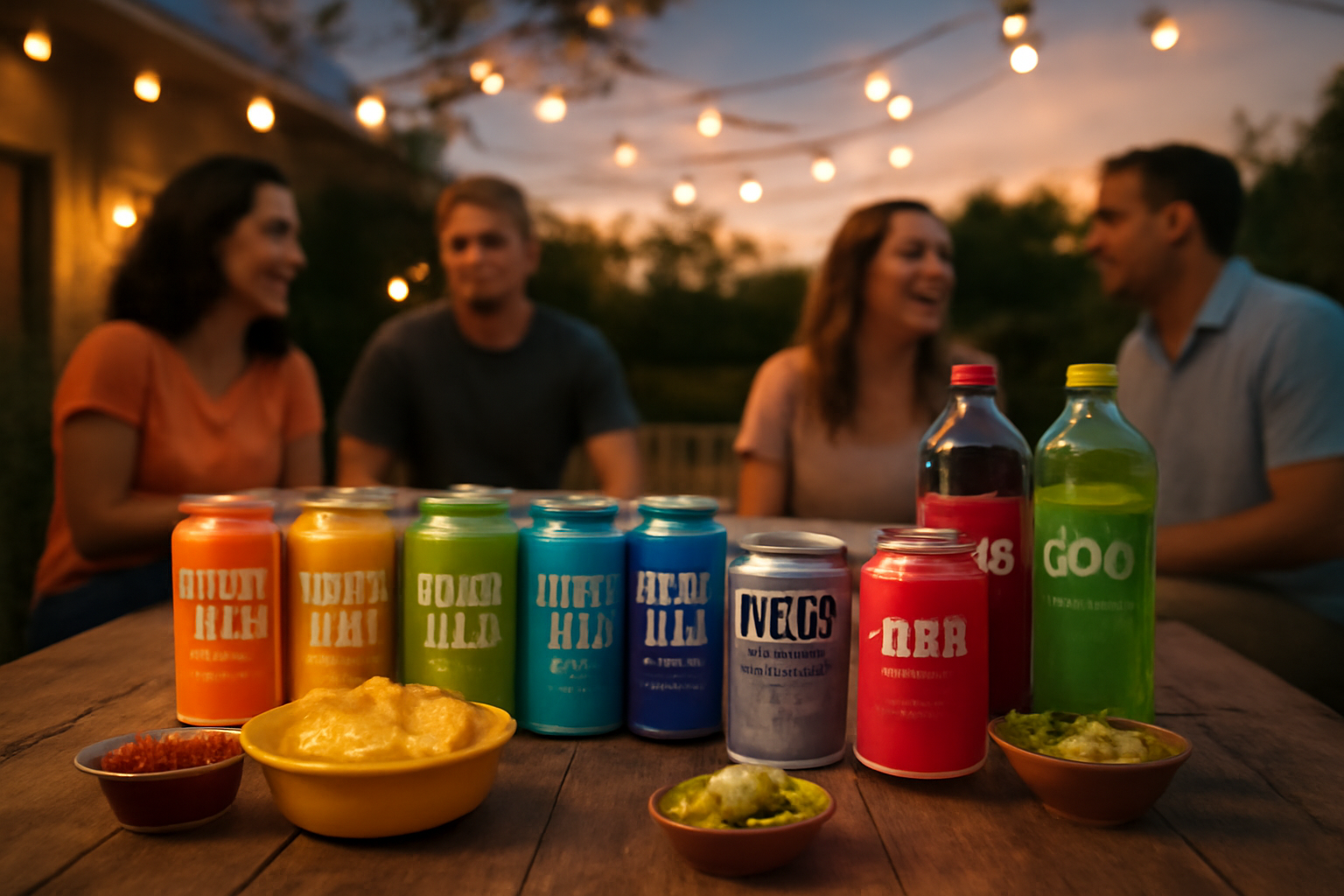 Friends enjoying an outdoor pregame party with budget-friendly party packs and drinks from Quick Corner Liquor.